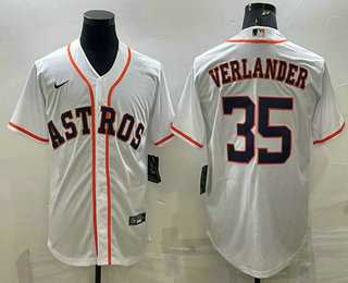 Mens Houston Astros #35 Justin Verlander White Stitched MLB Cool Base Nike Jersey